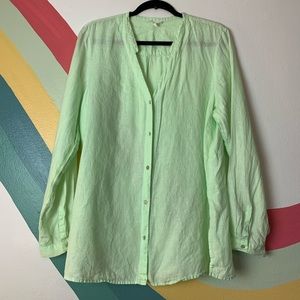 Eileen Fisher Light Green Button-Up Top